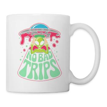 No Bad Trips Alien UFO Psychedelic Retro Art - Mug - white - Right