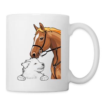 Weißer Schweizer Schäferhund und rotes Pferd - Tasse - Weiß - Rechts