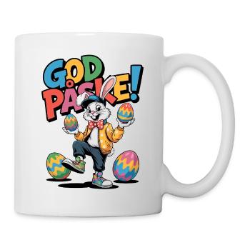 Easter bunny with colorful eggs - Mug - white - Right