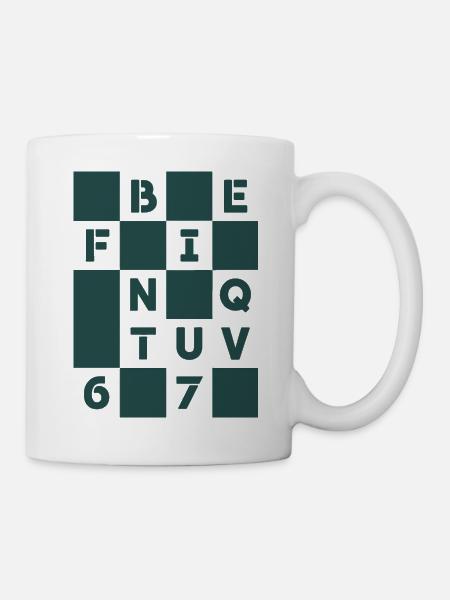 Chiffre-Gitterbuchstaben - Tasse - Weiß