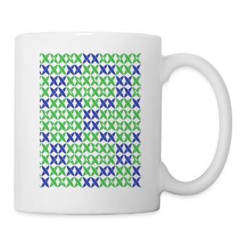 Kariertes Muster Grün-Blau - Tasse - Weiß - Rechts