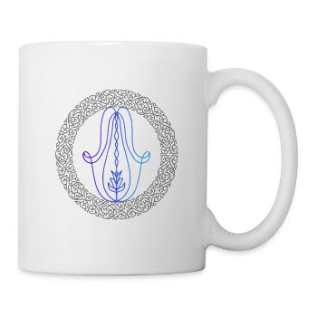 Hamsa Blume im grauen Rahmen - Tasse - Weiß - Rechts