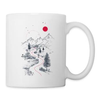 Roter Pfad durch Berglandschaft - Tasse - Weiß - Rechts