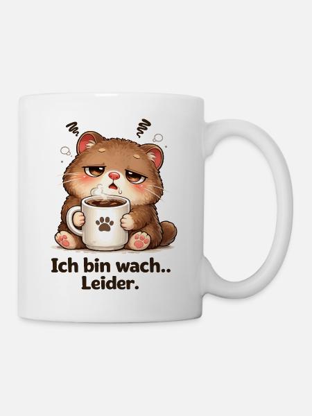 Kuschelkätzchen Kaffee Müde - Tasse - Weiß