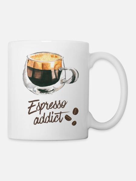 Espresso Addict - Watercolor Coffee Art - Mug - white