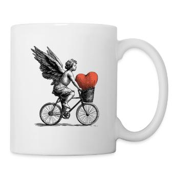 Ange du cœur à vélo - Mug blanc - blanc - Droite