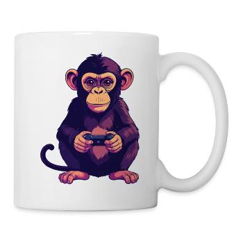 Affe am Controller zockt Konsole Gaming - Tasse - Weiß - Rechts