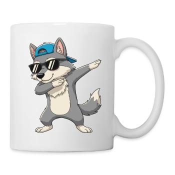Cool Dabbing Wolf Sonnenbrille Cartoon-Kunst - Tasse - Weiß - Rechts