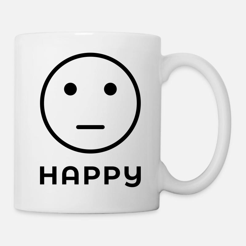 "HAPPY" Neutral Face - Mug - white