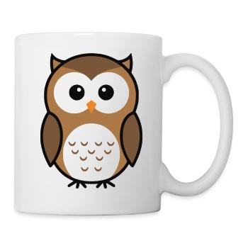 Style minimaliste de chouette curieuse mignonne - Mug blanc - blanc - Droite