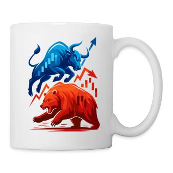 Bull vs. Bear Wall Street Stock Market Fight Stocks - Mug - white - Right