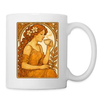 Cadeau de chemise café vintage Pin-Up Art nouveau - Mug blanc - blanc - Droite
