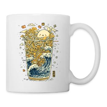 Kawaii noodles in a wave glass - Mug - white - Right
