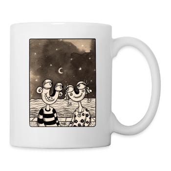 Moonlit Couple In Love by The sea - Mug - white - Right