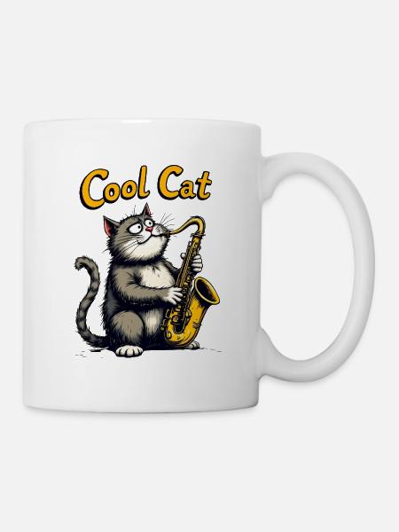 Cool Cat Jazz - Tasse - Weiß