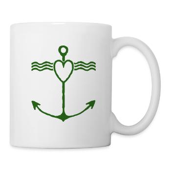Heart anchor with wavy lines - Mug - white - Right