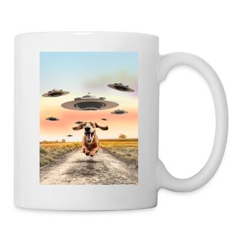 Dog and UFO Gift for Science Fiction Fans - Mug - white - Right
