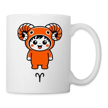 Signe du zodiaque Bélier dans le style kawaii - Mug blanc - blanc - Droite