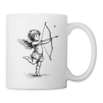 Cupidon Ange vintage avec dessin à l’arc et à la flèche - Mug blanc - blanc - Droite