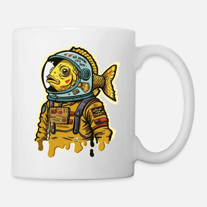 Fischastronauten-Straßenkunst - Tasse - Weiß