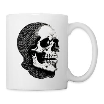 Skull in a net scarf - Mug - white - Right