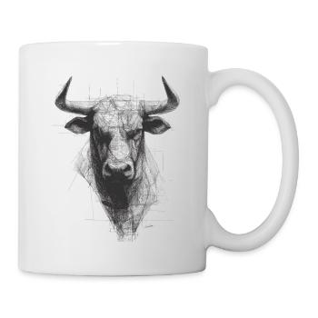 Stierkopf Silhouette Grafik - Tasse - Weiß - Rechts
