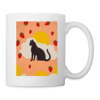 Silhouette einer Wolkenkatze in der Erdbeersonne - Tasse - Weiß - Rechts