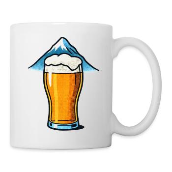Bierglas vor Berggipfel - Tasse - Weiß - Rechts