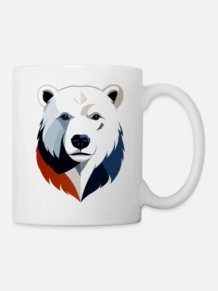 Geometrischer Polarbär Farbsplit - Tasse - Weiß