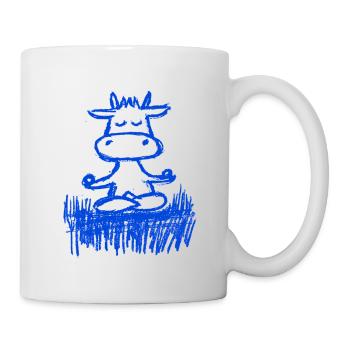 Zen-Kuh auf der Wiese - Tasse - Weiß - Rechts