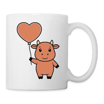 Süße Kuh Herz Ballon Liebe Vektor - Tasse - Weiß - Rechts