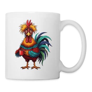 Coq vif avec tasse de café - Mug blanc - blanc - Droite