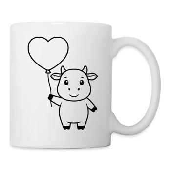 Süße Kuh Herz Ballon Liebe Outline - Tasse - Weiß - Rechts