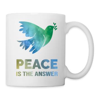 Peace Is The Answer – Watercolor Dove of Peace - Mug - white - Right