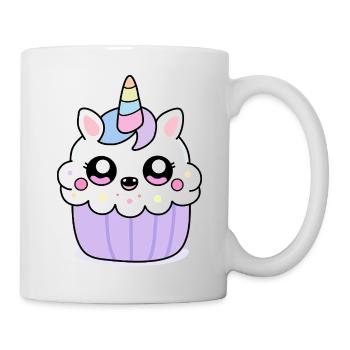 Kawaii Unicorn Cupcake – Süßes Valentinstagsdesign - Tasse - Weiß - Rechts