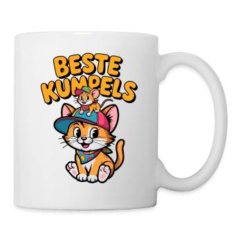 Süße Katze und Maus als beste Freunde - Tasse - Weiß - Rechts