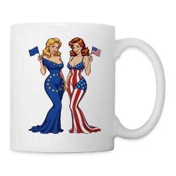 Patriotisches Duo EU vs. USA - Tasse - Weiß - Rechts
