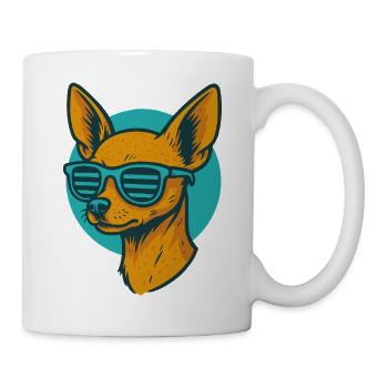 Chihuahua mit Sonnenbrille Neon - Tasse - Weiß - Rechts