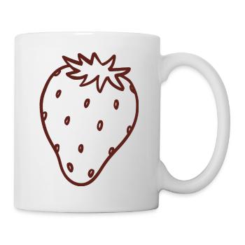 Erdbeer-Linienkunst - Tasse - Weiß - Rechts