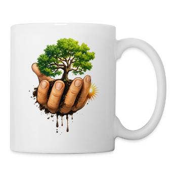 Natur schützen Baum in der Hand  - Tasse - Weiß - Rechts