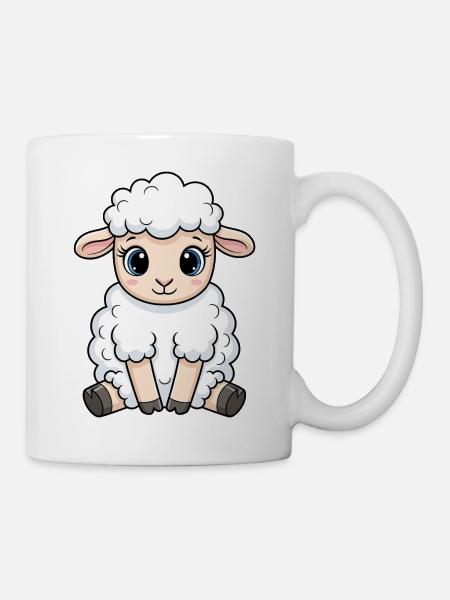 Kuscheliges Lamm Cartoon - Tasse - Weiß