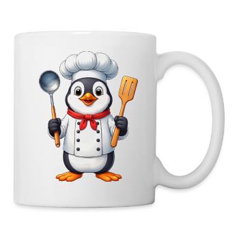 Cuisinier pingouin dessin animé mignon qui cuisine - Mug blanc - blanc - Droite