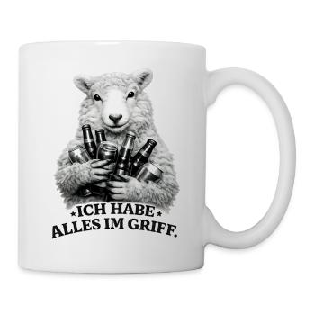 Schaf mit Bierdosen Spruch - Tasse - Weiß - Rechts