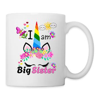 Je suis la grande sœur Licorne Florale - Mug blanc - blanc - Droite