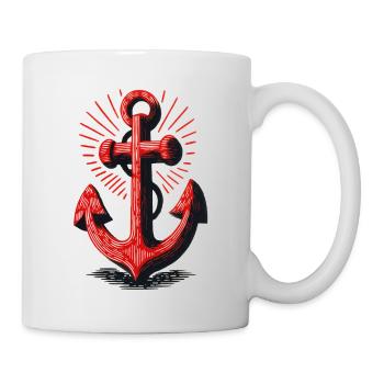 Rotes Anker Sonnenstrahl Muster - Tasse - Weiß - Rechts