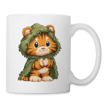 Cuddly tiger in a moss cape - Mug - white - Right
