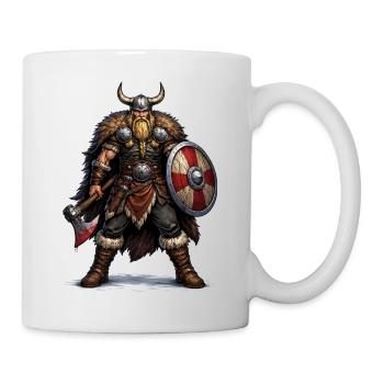 Guerrier viking avec bouclier et hache - Mug blanc - blanc - Droite