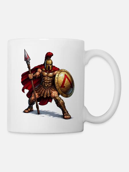 Spartan Krieger mit Schild - Tasse - Weiß