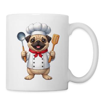Cute Pug Cooking Cartoon Fun Food - Mug - white - Right