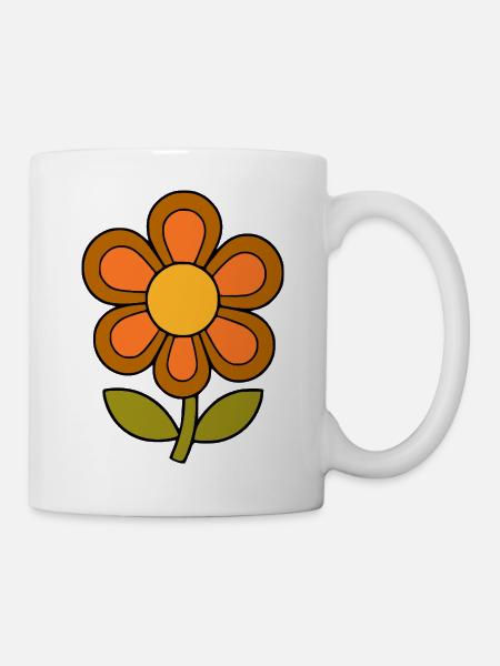 70er Jahre Blume Muster Retro flowerpower - Tasse - Weiß